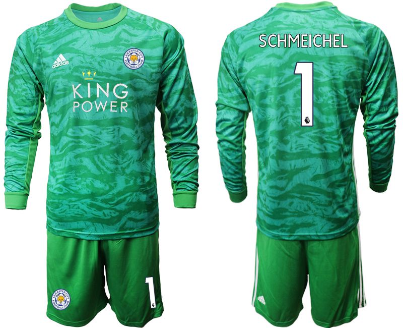 Men 2019-2020 club Leicester City green goalkeeper long sleeve #1 Soccer Jerseys->leicester city jersey->Soccer Club Jersey